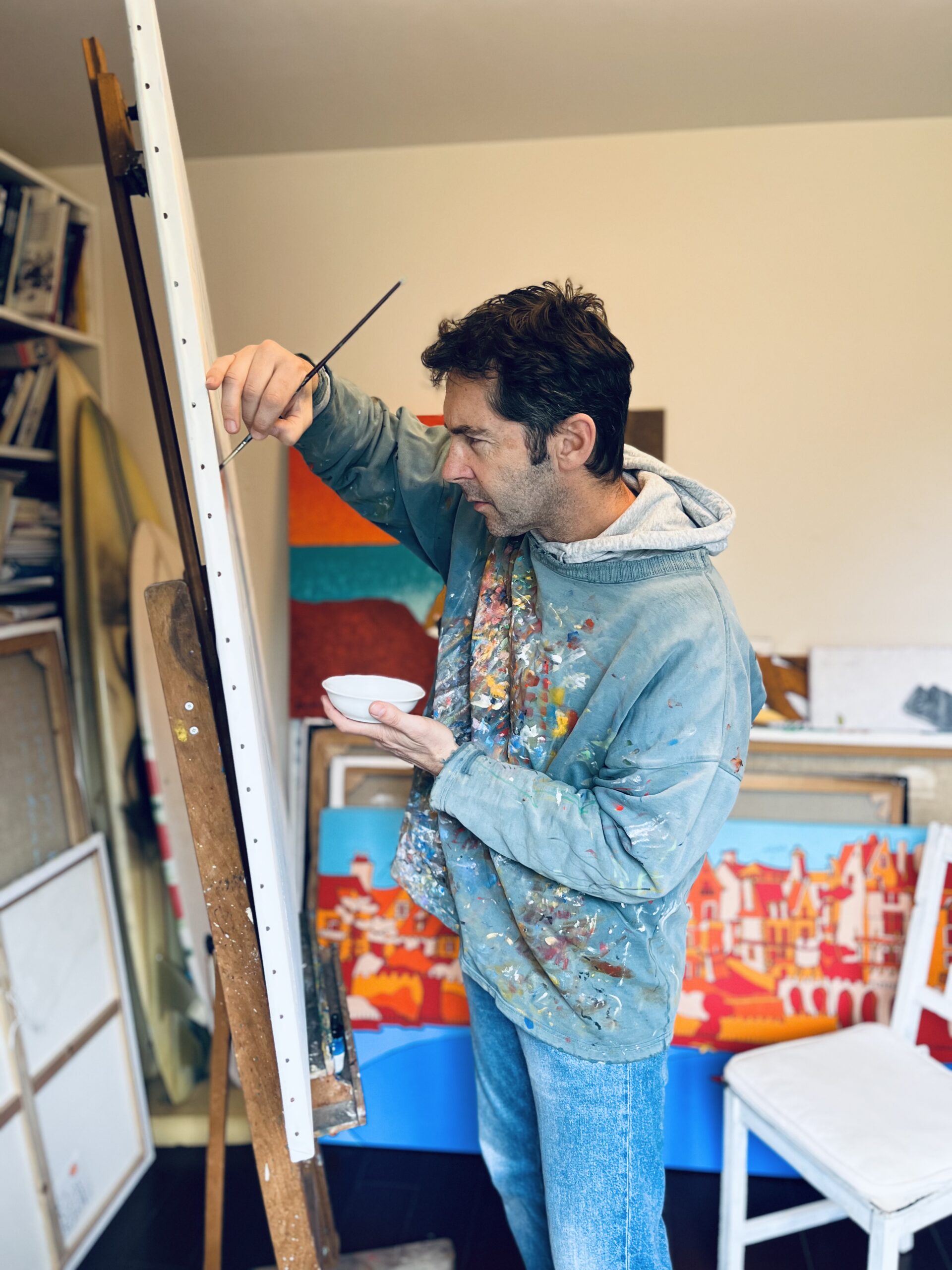 Fabrice Rehel @ the studio painting